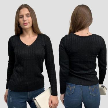 Imagem de Kit 2 Blusa Feminina Modal Tricot Traças Sueter Casual Frio - GIP, Pre