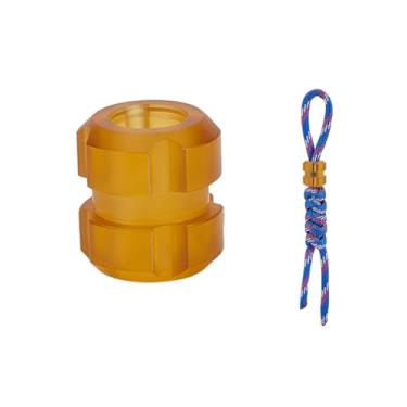 Imagem de NBEADS Contas de titânio PEI de 12,5 mm, contas de cordão de paracord de orifício grande com corda de guarda-chuva de nylon para colar, pingente de contas para uso externo, pingente de ferramenta EDC