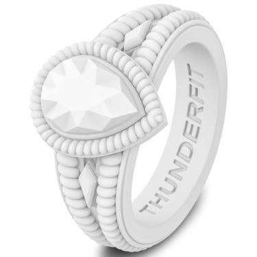 Imagem de ThunderFit Anéis de silicone para mulheres, alianças de noivado de borracha de pera 13,5 mm de largura 5,5 mm de espessura - pacote variado de 1/2/3, 7.5 - 8 (17.3mm), Silicone, Sem pedra preciosa