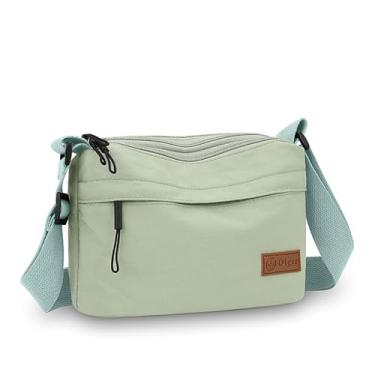 Imagem de Bolsas transversais para mulheres, pequenas, de nylon, leve, casual, para trabalho, viagens diárias, Verde claro, Bolsa quadrada pequena transversal