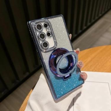 Imagem de Capa de luxo com suporte magnético e à prova de choque para Samsung Galaxy S25 S24 S23 S22 Ultra Plus S24 Fe (para Samsung S24 Ultra/Azul Celeste)