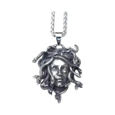 Imagem de Colar masculino com pingente de medusa, cobra vintage, acessórios de a