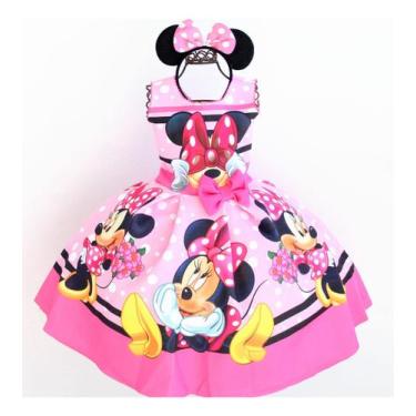 Imagem de Vestido Nfantilminnie Rosa Regata Luxo E Tiara Orelha - Pingo De Gente