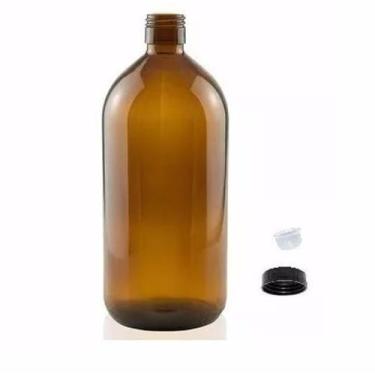 Imagem de Kit Com 2 Frasco Vidro Ambar 1L Com Tampa E Batoque Rosca 31 - Rplabor