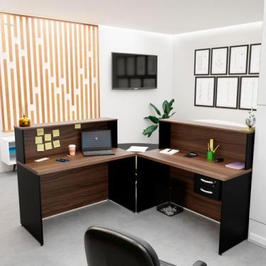 Imagem de Balcão Atendimento de Canto para Recepção 2 Gavetas - Netmobil