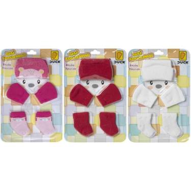 Imagem de 3 Kit Toucas Meias Luvas Confortável Para Bebês Menina Recém Nascido -