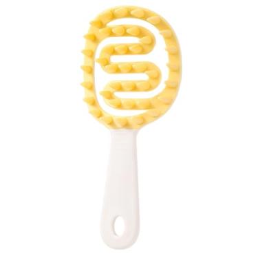 Imagem de Pente de shampoo com cabo longo, pente de massagem com shampoo | Shampoo e pente para massagem no couro cabeludo - Ferramenta de limpeza com design de pente macio para idosos, crianças, homens e mulhe