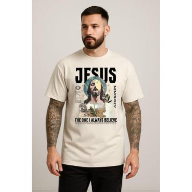 Imagem de Camiseta Masculina Jesus Arte Central Blusa Religiosa Estilo Atemporal