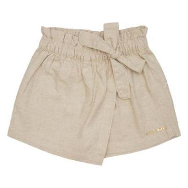 Imagem de Shorts Saia Infantil Look Jeans Linho Bege - 02 - UNICA-Feminino
