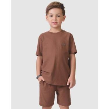 Imagem de Bermuda Aurora infantil verão casual leve confortável moderna - Marrom e Jeans - Menino 1 a 3 anos-Masculino