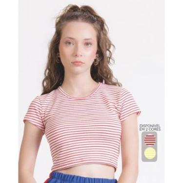 Imagem de Cropped verão estiloso moderno leve confortável fashion - Vermelho e Amarelo - Feminino 12 a 18 anos-Feminino