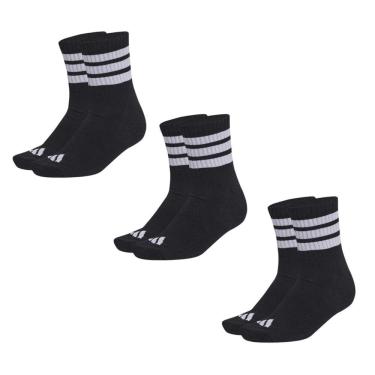 Imagem de Kit 3 Pares De Meias Adidas Cano Médio 3 Stripes Essentials Unissex