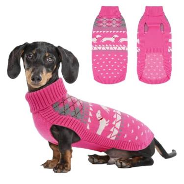 Imagem de Lelepet Suéter Dachshund, suéter de gola rolê para cães pequenos, casaco quente de malha para animais de estimação, roupas de dachshund para clima frio, roupa aconchegante de outono/inverno (XP-GG)