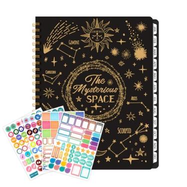 Imagem de Agenda 2026-2027, calendário semanal e mensal com abas, adesivos (janeiro de 2026 a dezembro de 2027), agenda acadêmica, capa dura, encadernação de fio duplo, design de mapa de estrelas celestial, A4