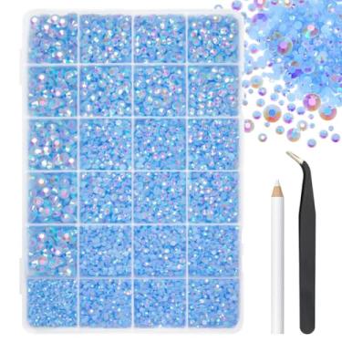 Imagem de 2 mm, 3 mm, 4 mm, 5 mm, 6 mm, azul claro, resina de gelatina AB, strass plano para artesanato deslumbrante, pedras planas, diamantes, pingentes para unhas, copos, garrafas, artesanato, sapatos