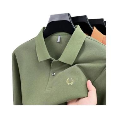 Imagem de Camisa Polo Masculina De Algodão De Alta Qualidade Com Manga Longa Mod