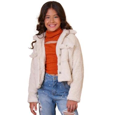Imagem de Jaqueta Juvenil Look Jeans Teddy Bege - 6 - OFF WHITE-Feminino