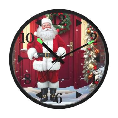 Imagem de STAYTOP Relógio de parede LED de Papai Noel para quarto com brilho noturno, relógios de parede silenciosos de 30 cm para decoração de sala de estar, controle de som, relógio de parede moderno que
