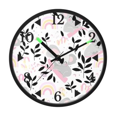 Imagem de STAYTOP Lindo relógio de parede Koala LED para quarto com brilho noturno, relógios de parede silenciosos de 30 cm para decoração de sala de estar, controle de som, relógio de parede moderno que brilha