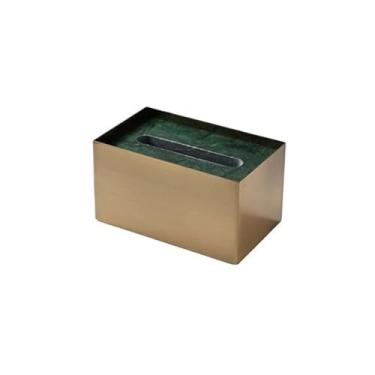 Imagem de Caixa de lenços de papel inoxidável de mármore moderna para sala de estar leve de luxo mesa de centro de luxo caixa de gaveta de guardanapo doméstico caixa de armazenamento de mesa (verde, grande)