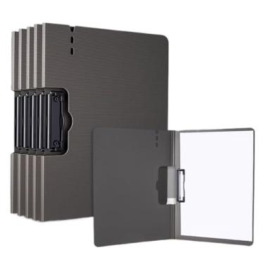 Imagem de Organizador de arquivos, 5 peças, clipe único, pasta A4, multifuncional, pode ser dobrada, bloco de escrita, armazenamento de dados, material de escritório, material de escritório (preto)