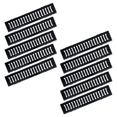 Imagem de Kit 10 Ralo Grelha e Caixilho Aço Galvanizado Preto 10x50cm