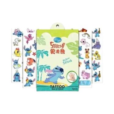 Imagem de Conjunto De Adesivos De Tatuagem De Desenho Animado Frozen Stitch Elsa