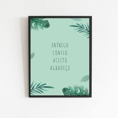 Imagem de Quadro Mantra Entrego Aceito Confio 33X24Cm - Vidro Preta