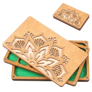 Imagem de Bandeja de classificação de contas, placa de contas de madeira com tampa, caixa organizadora de solução de armazenamento de contas para pulseira para exibição iniciante tornozeleira (M)