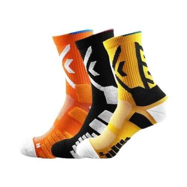 Imagem de Meias Esportivas Amarelas De Compressão 3 Pares Masculinas Respiráveis