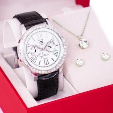 Imagem de Relógio Feminino Champion Ana Hickmann Analógico Prata Pulseira De Couro AH30031N Cristais-Feminino