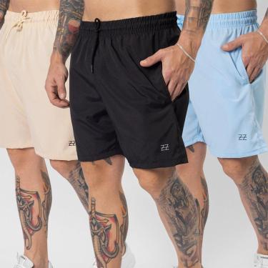 Imagem de Kit 3 Bermudas Masculinas Academia Treino Shorts Elástico Luzzoo-Masculino