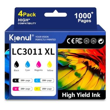 Imagem de Cartuchos de tinta de alto rendimento LC3011XL, pacote com 4, LC3011BK LC3011C LC3011M LC3011Y cartucho de tinta de substituição para Brother LC3011, funciona com impressoras MFC-J491DW MFC-J497DW