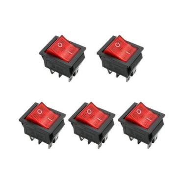Imagem de Interruptor Gangorra Iluminado Por LED Vermelho 5pçs AC 10A 6A DPST 4 