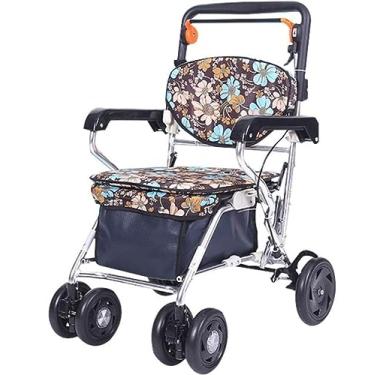 Imagem de Carrinho de compras carrinho de compras prático carrinho de compras dobrável com assento e freio de mão equipado com cesta de armazenamento carrinho de compras dobrável C