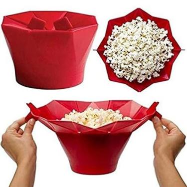 Imagem de Balde Silicone Pipoqueira Micro-ondas Sem Óleo Retrátil Saudável Milho Rápido Prático Cozinha Cinema Filme Balde Pote.