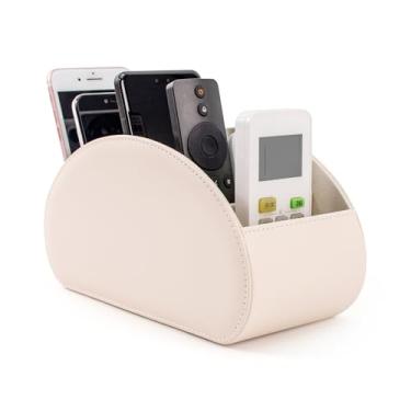 Imagem de Caixa organizadora de suporte de controle remoto com 5 compartimentos de couro sintético multifuncional para escritório, armazenamento de TV, controle remoto para reprodutor de mídia, pincel, lápis