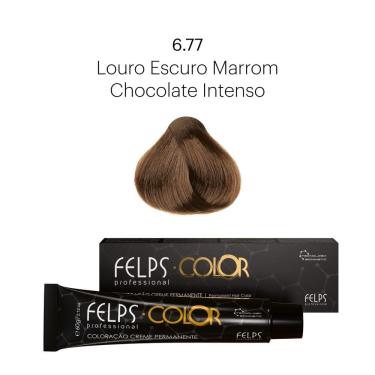Imagem de Coloração Profissional  Felps Color Louro Escuro Marrom Chocolate Intenso 6.77- 60g
