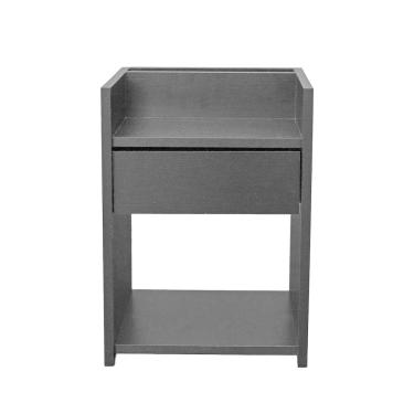 Imagem de Mesa Cabeceira Compacta 32x30x45 Gaveta Nicho Moderna Quarto Preto