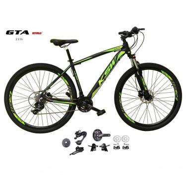 Imagem de Bicicleta Aro 29 Ksw Xlt Kit 2x9 Gta Sunrun Freio Disco K7 11/36 Pedivela 24/38d Garfo Com Trava - Preto/verde Tam.17