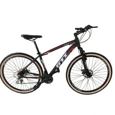 Imagem de Bicicleta Aro 29 Gti Roma Alumínio 27v Freio Disco Mecânico Pneu Faixa Bege - Preto-vermelho Tam.19