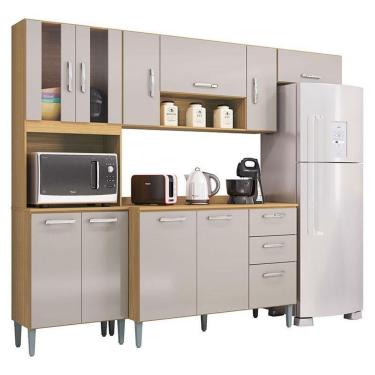 Imagem de Cozinha Lavínia Balcão Com Tampo Damasco Off White - Poquema