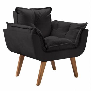 Imagem de Poltrona Opalla 1 Lugar Base Palito Suede Preto
