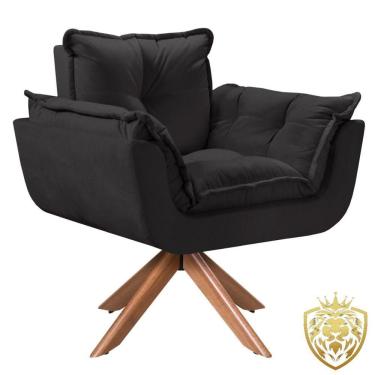 Imagem de Poltrona Opalla Giratória Madeira Suede D Salla Preto