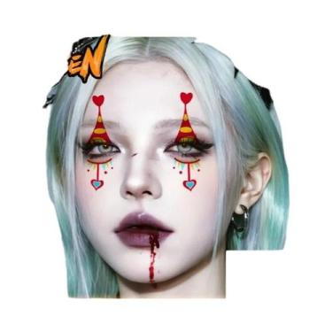Imagem de Adesivo De Tatuagem Temporária De Palhaço De Terror Para Halloween, À 