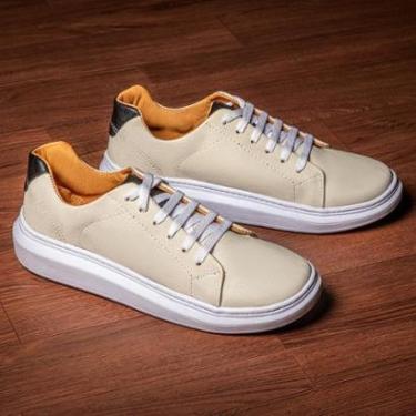 Imagem de Sapatenis Masculino Cano Baixo Forro em Couro Solado em Micro Expandido Base Alta-Masculino