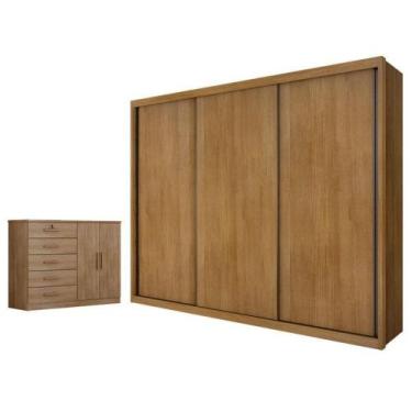 Imagem de Guarda Roupa Casal Palazzo E Cômoda Seul Cumaru 23 - Novo Horizonte - 