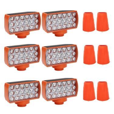 Imagem de Sinalizador Solar Viario Kit 6 Duas Cores Cone Seguranca Noturna Obra Alerta Emergencia Rodovia Estrada Transito
