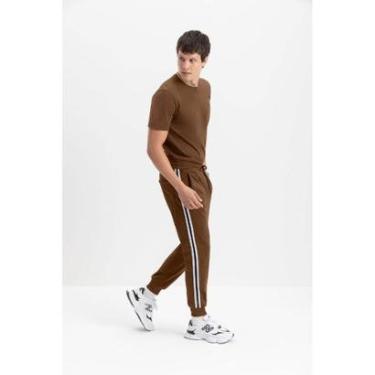 Imagem de Calça Jogger Masculina Em Moletom Essendi Marrom Escuro-Masculino