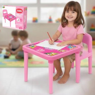 Imagem de Mesinha Mesa Infantil Cadeira Menina Unicornio Rosa Oferta - GGB - Ein